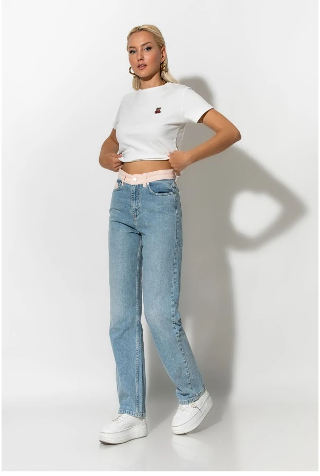 Cropped top με mini patch bear λευκό