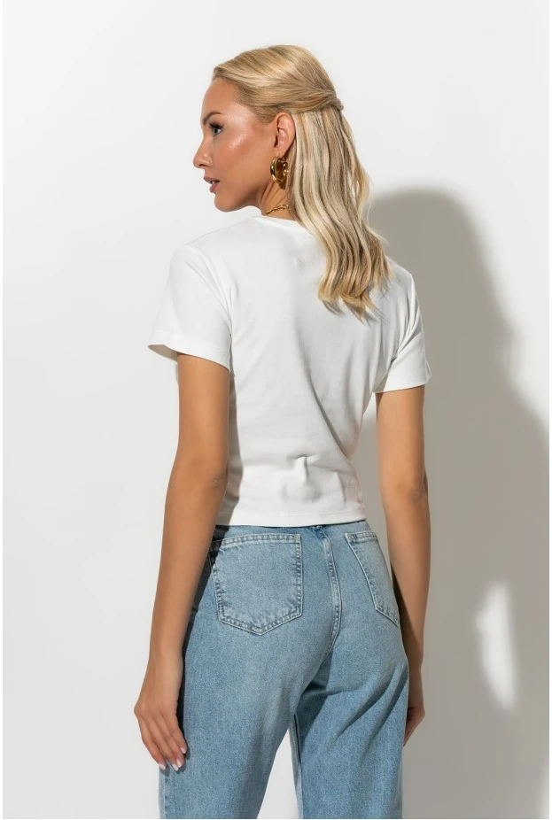 Cropped top με mini patch bear λευκό