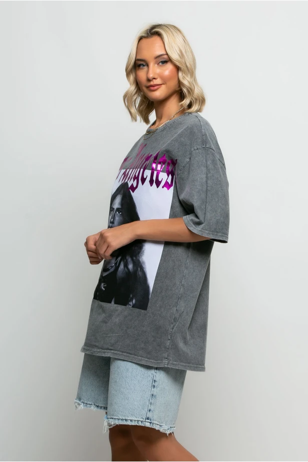 Oversized μπλούζα με στάμπα (los angeles) ανθρακί Oversized μπλούζα με στάμπα (los angeles) ανθρακί