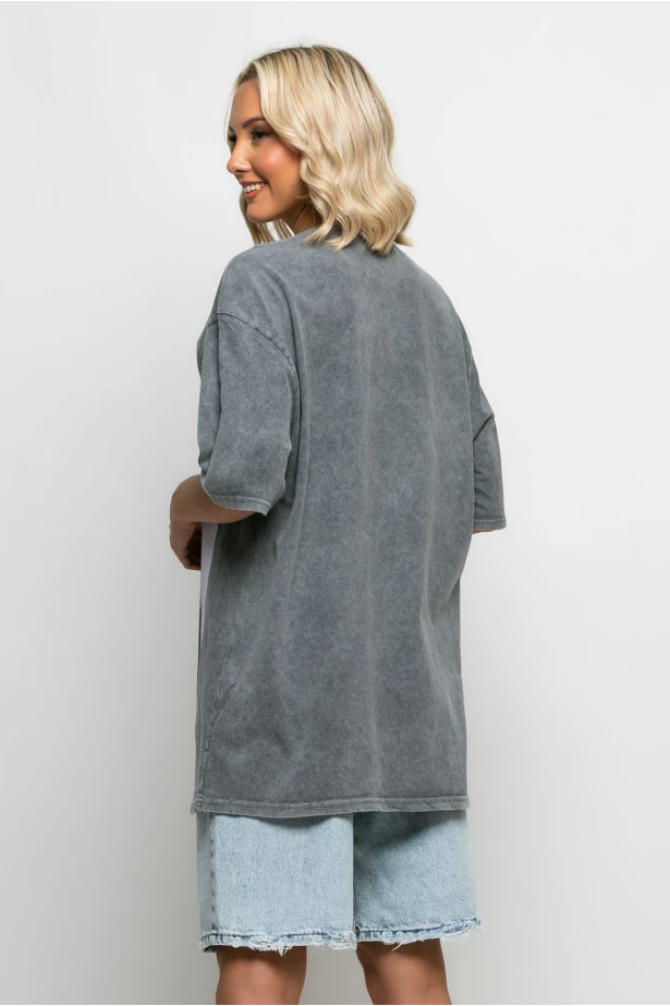 Oversized μπλούζα με στάμπα (los angeles) ανθρακί Oversized μπλούζα με στάμπα (los angeles) ανθρακί