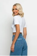 Cropped t-shirt με στάμπα (california) χωρις τελειώματα λευκό