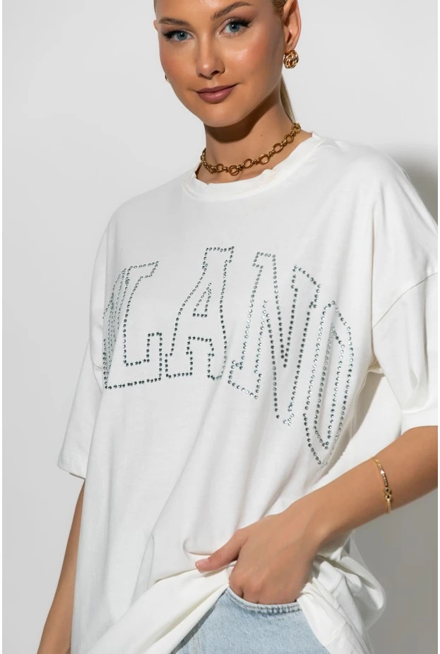 T-shirt με στρας milano λευκό