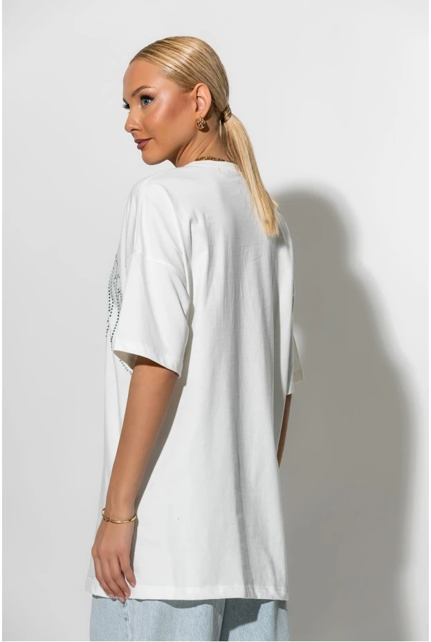 T-shirt με στρας milano λευκό