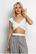 Crop top crossed knot λευκό