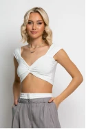 Crop top crossed knot λευκό