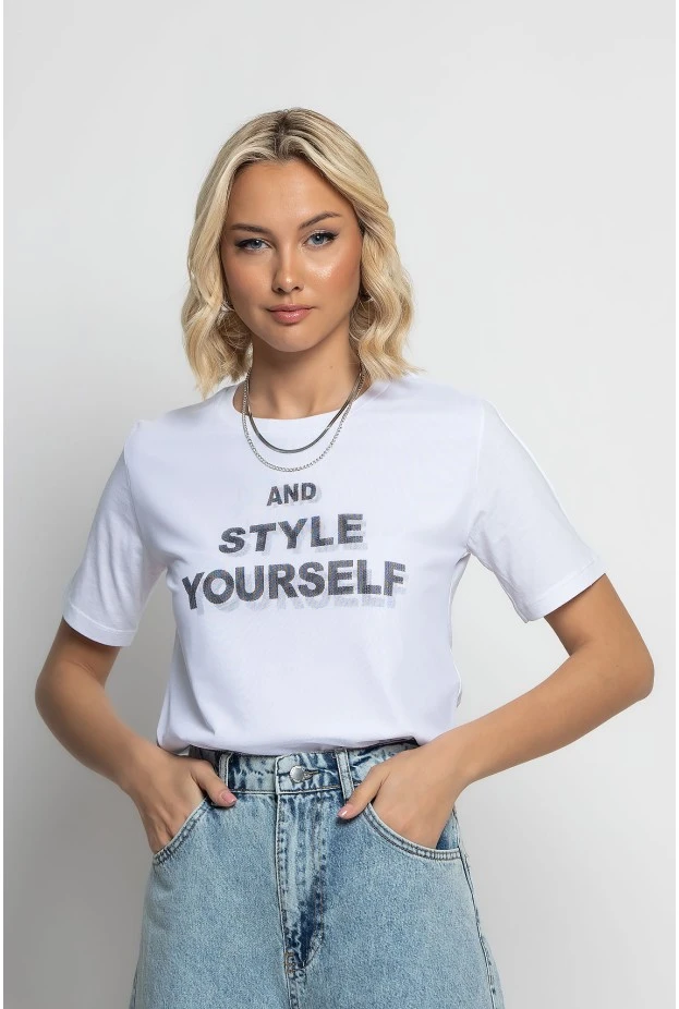 T-shirt σε στάμπα (AND STYLE) και τούλι λευκό
