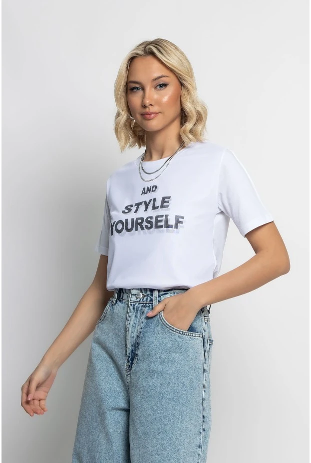 T-shirt σε στάμπα (AND STYLE) και τούλι λευκό