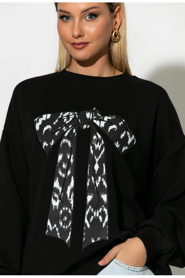 Oversized μπλούζα φούτερ με φιόγκο μαύρο Oversized μπλούζα φούτερ με φιόγκο μαύρο