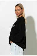 Oversized μπλούζα φούτερ με φιόγκο μαύρο Oversized μπλούζα φούτερ με φιόγκο μαύρο