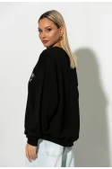 Oversized μπλούζα φούτερ με φιόγκο μαύρο Oversized μπλούζα φούτερ με φιόγκο μαύρο