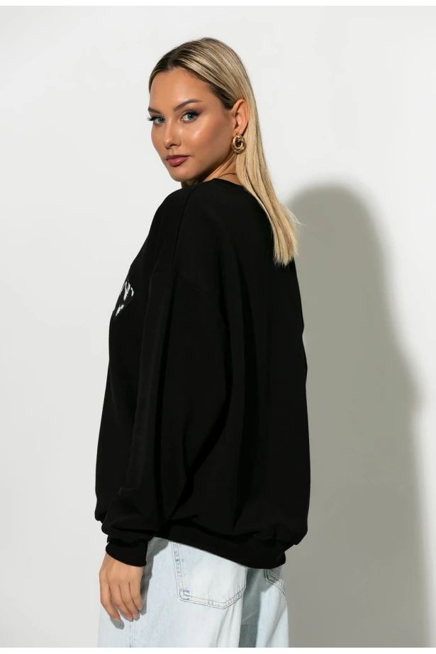 Oversized μπλούζα φούτερ με φιόγκο μαύρο Oversized μπλούζα φούτερ με φιόγκο μαύρο