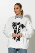 Oversized μπλούζα φούτερ με φιόγκο λευκό Oversized μπλούζα φούτερ με φιόγκο λευκό