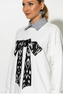 Oversized μπλούζα φούτερ με φιόγκο λευκό Oversized μπλούζα φούτερ με φιόγκο λευκό