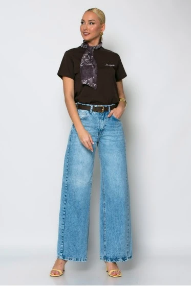 T-shirt με ενσωματωμένο μαντήλι καφέ