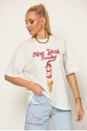 T-shirt με στάμπα new york λευκό
