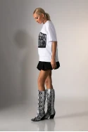 Oversized t-shirt με printed corset design λευκό