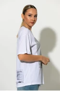Oversized μπλούζα με στάμπα λευκό Oversized μπλούζα με στάμπα λευκό