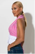 Crop top ριγέ με ανοιχτή πλάτη ροζ Crop top ριγέ με ανοιχτή πλάτη ροζ