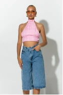 Cropped halter top με ανοιχτή πλάτη ροζ Cropped halter top με ανοιχτή πλάτη ροζ