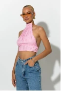 Cropped halter top με ανοιχτή πλάτη ροζ Cropped halter top με ανοιχτή πλάτη ροζ