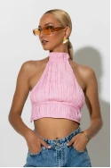 Cropped halter top με ανοιχτή πλάτη ροζ Cropped halter top με ανοιχτή πλάτη ροζ