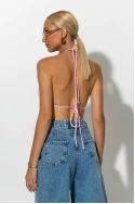 Cropped halter top με ανοιχτή πλάτη ροζ Cropped halter top με ανοιχτή πλάτη ροζ