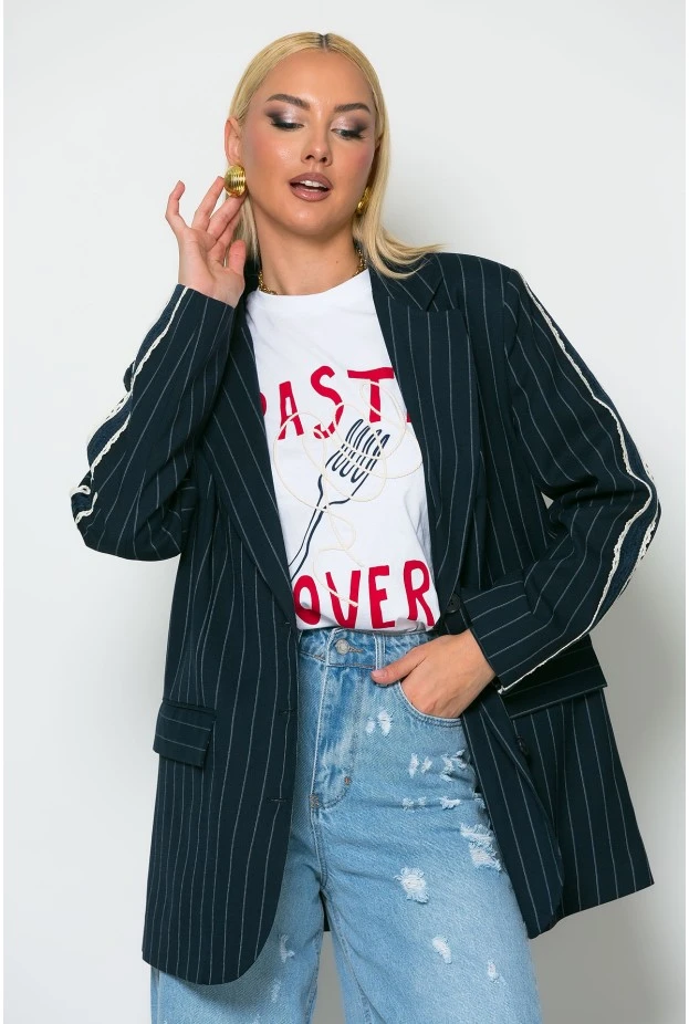 T-shirt με στάμπα pasta lover λευκό