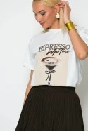 T-shirt με στάμπα espresso λευκό