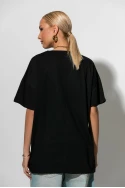 Oversized t-shirt με στρας malibu μαύρο Oversized t-shirt με στρας malibu μαύρο
