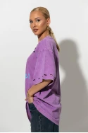 Oversized t-shirt με στάμπα no problem μωβ