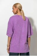 Oversized t-shirt με στάμπα no problem μωβ