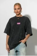 Oversized t-shirt με στάμπα care ανθρακί