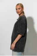 Oversized t-shirt με στάμπα care ανθρακί