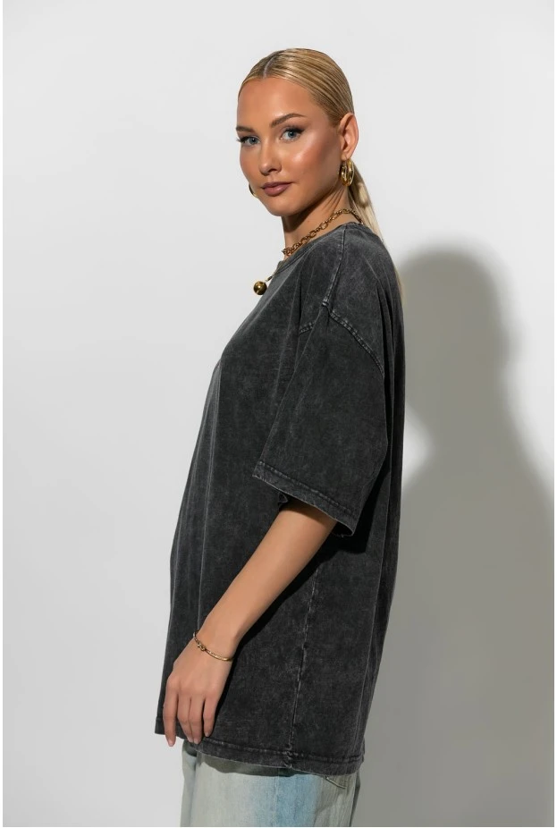 Oversized t-shirt με στάμπα care ανθρακί