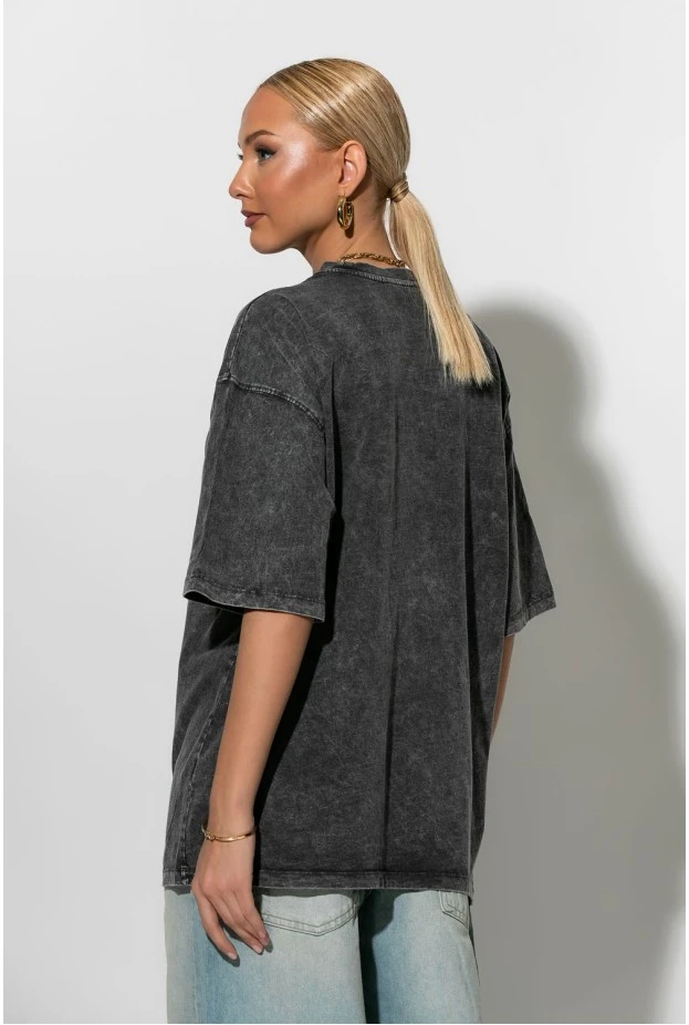 Oversized t-shirt με στάμπα love pink ανθρακί