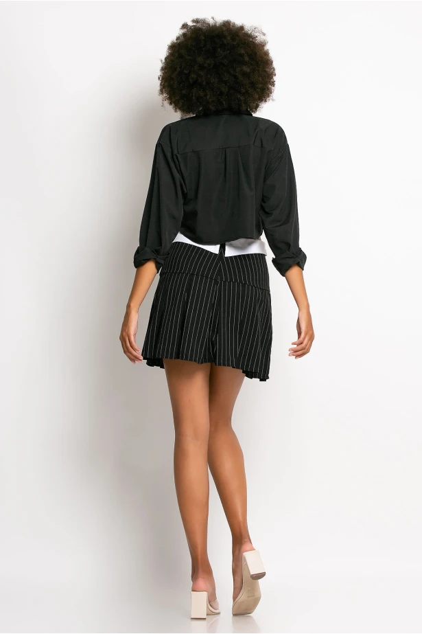 Μίνι φούστα tailoring ριγέ μαύρο