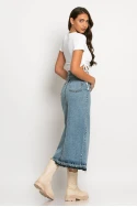 Jean φούστα μίντι χωρίς τελειώματα blue denim Jean φούστα μίντι χωρίς τελειώματα blue denim