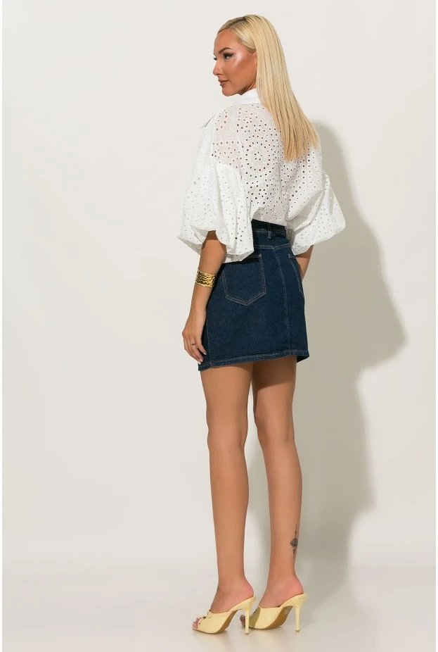 Jean μίνι φούστα με τσέπες μπλε ντενιμ