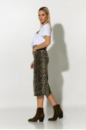 Jean φούστα μίντι leopard print μπεζ