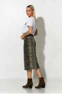 Jean φούστα μίντι leopard print μπεζ
