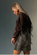 Jean φούστα μίνι leopard print μπεζ