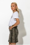 Jean φούστα μίνι leopard print μπεζ
