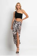 Φούστα μίντι  tiger print μπεζ