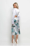 Φούστα μίντι τύπου σατέν tie dye print πετρόλ Φούστα μίντι τύπου σατέν tie dye print πετρόλ