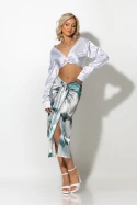 Φούστα μίντι τύπου σατέν tie dye print πετρόλ Φούστα μίντι τύπου σατέν tie dye print πετρόλ