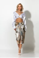 Φούστα μίντι τύπου σατέν tie dye print μπεζ Φούστα μίντι τύπου σατέν tie dye print μπεζ