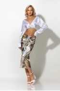Φούστα μίντι τύπου σατέν tie dye print μπεζ Φούστα μίντι τύπου σατέν tie dye print μπεζ