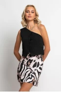 Φούστα μίνι tiger print μπεζ