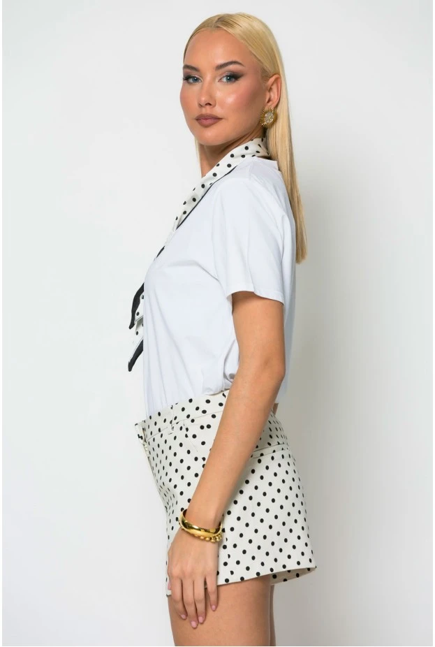Σορτς pin up πουά κρεμ