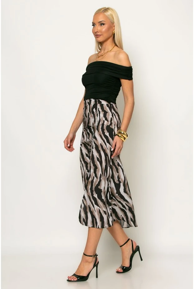 Μίντι φούστα zebra print μαύρο